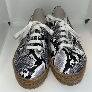 SUPERGA PLATFORM JUTE ROPE SNEAKER Snakeskin Print WOMEN'S SIZE 7.5 Vegan